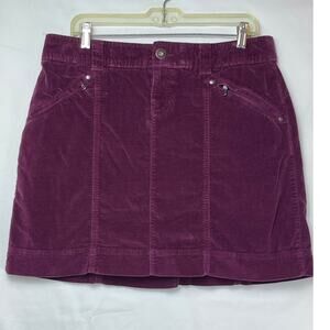 Athleta Women's Size 10 Maroon Rose Ville Skirt Zip Front Velvet Athleisure